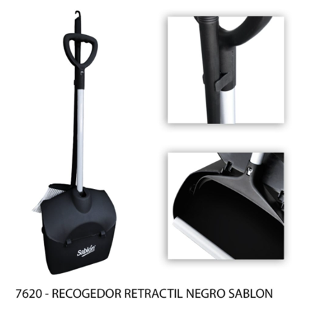 RECOGEDOR RETRACTIL CON ESCOBA - NEGRO  7620